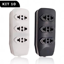 Kit 10 Tomada em Barra Para Extensão Elétrica 2P+T Bi Ampere 20A/10A