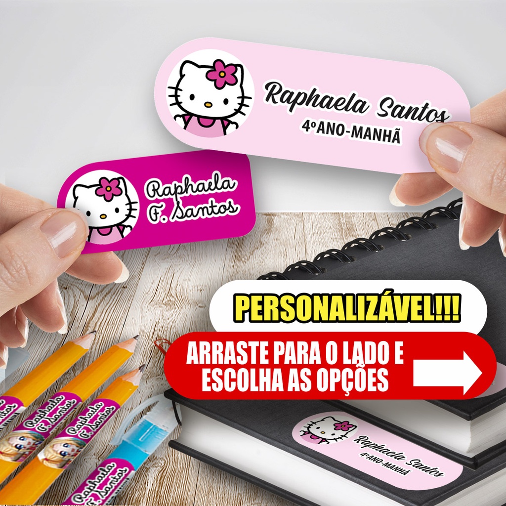 Etiqueta Adesivo Escolar Kit Volta às Aulas 66 unidades para Caderno Lápis Livro Canetas material escolar