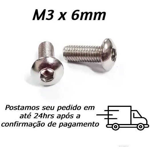 Parafuso M3 x 6mm Allen Cabeça Abaulada INOX em Oferta na Shopee