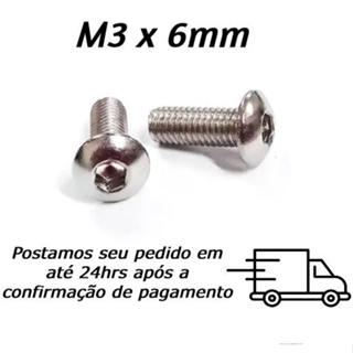 Parafuso M3 x 6mm Allen Cabeça Abaulada INOX em Oferta na Shopee
