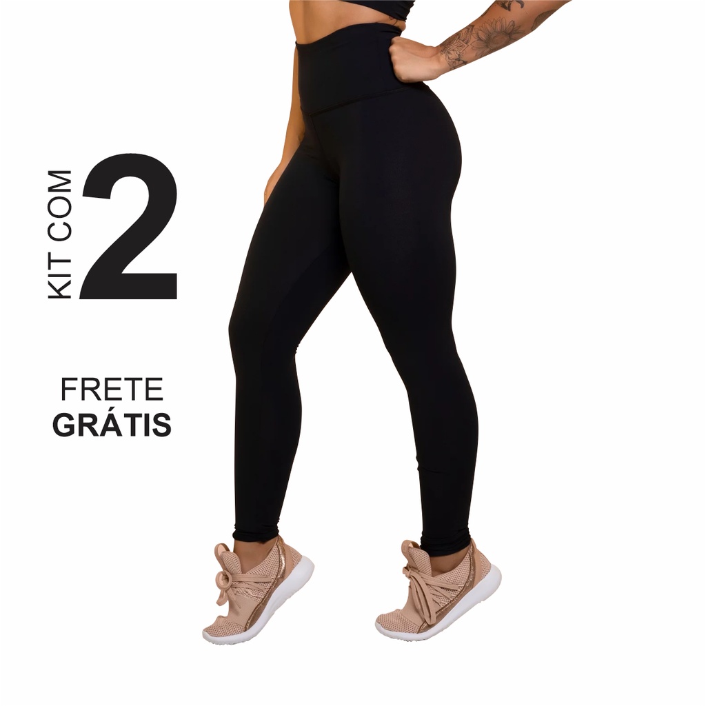 Kit 2 Calça Legging Grossa Cós Alto 10cm Empina Bumbum Plus Size do P ao G3  - Escorrega o Preço