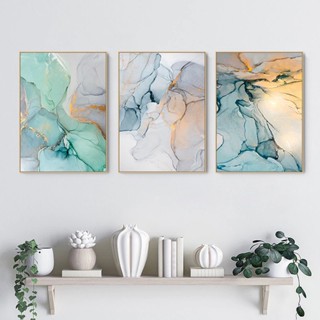 Quadro decorativo 3 peças 40x60 simples moderno abstrato mármore lilás verde azul dourado decoração para casa sala quarto hall interiores e corredores