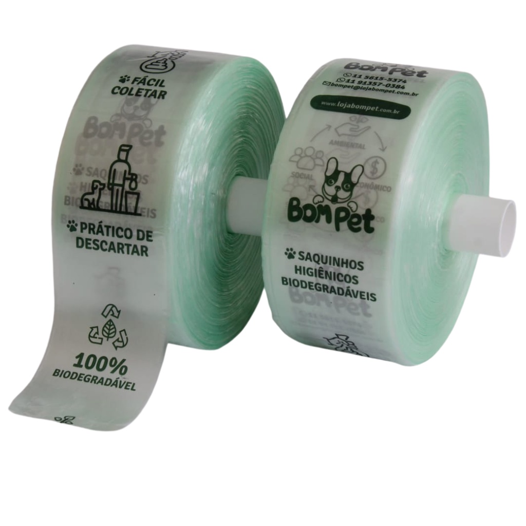 kit 2 Rolos Saquinhos Higiênicos Biodegradáveis