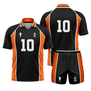 Kit Camisa + Short Karasuno Anime Haikyuu - ESCOLHA SEU NOME E NÚMERO (PERSONALIZÁVEL)