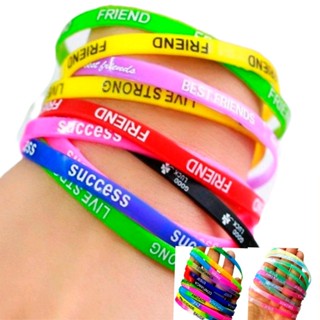 kit de 72 Pulseiras de silicones com palavras motivacionais da amizade