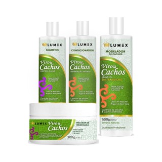 Kit Ativador de Cachos Shampoo + Condicionador + Máscara de Hidratação + Modelador de Cachos - Leave in 500g Lumex