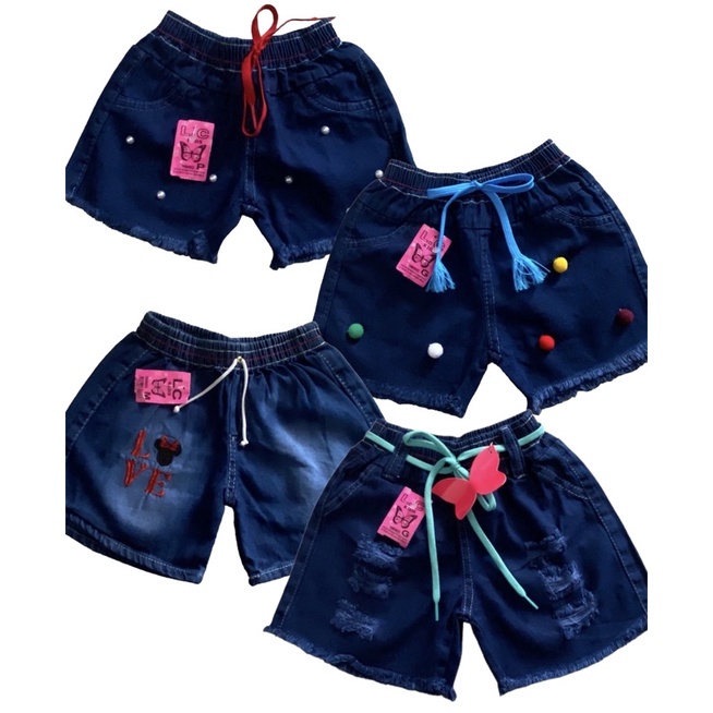 Kit 03 Shorts jeans moda infantil bebê menina