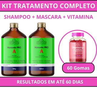 Kit Completo Tratamento e Crescimento Capilar/Cabelo/Unhas/Pele - Monovim Pro A + Gummy Vitaminas & Minerais -Tratamento para 60 dias Cuidado com cabelos, pele e unha Original Salci