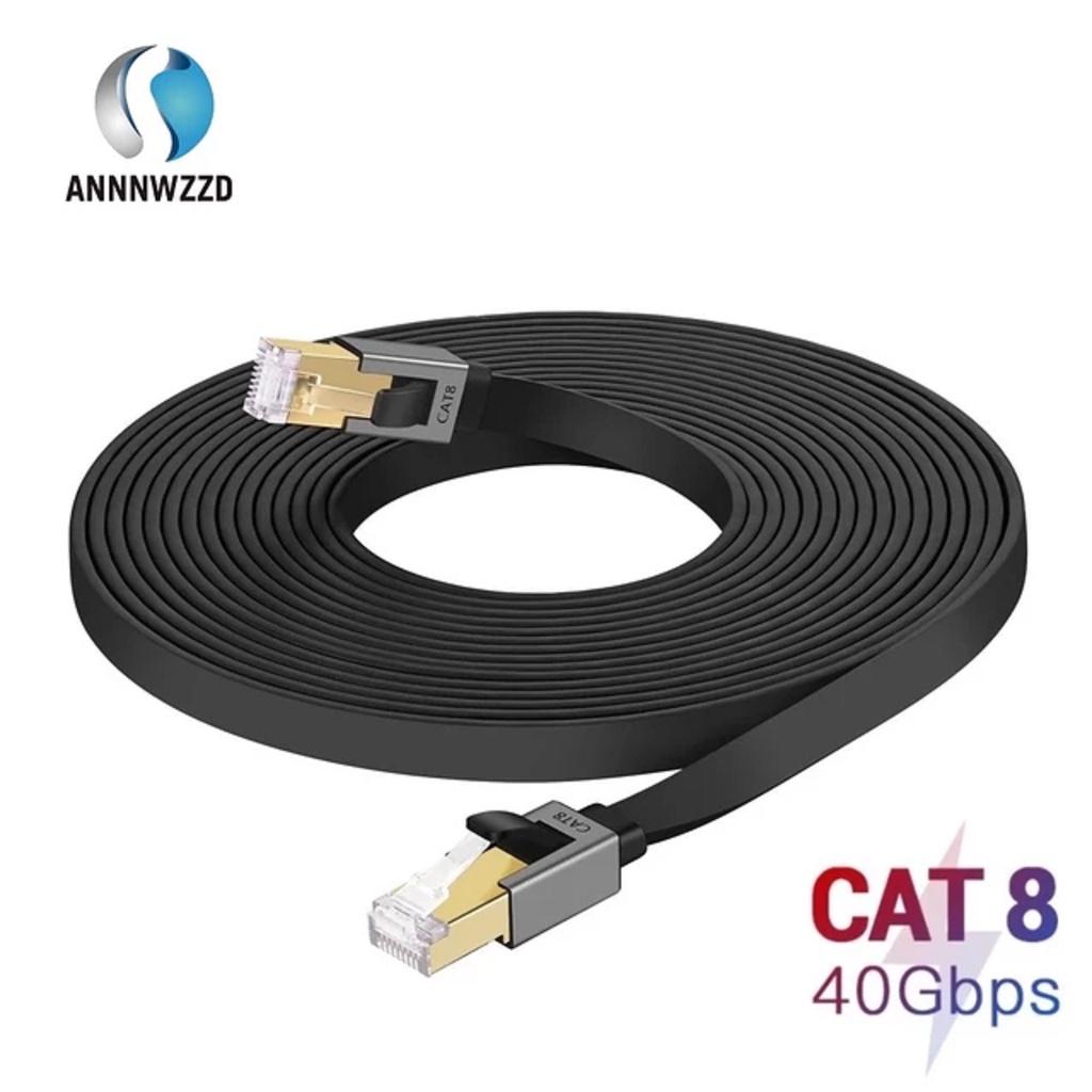 Cabo de Rede Cat8 Blindado Gigabit 40 Gbps 2 Metros 2000 Mhz Alta Performance Patch Cord Cat.8 Cabo de Rede Gamer Cat8 Cabo Internet Alta Velocidade