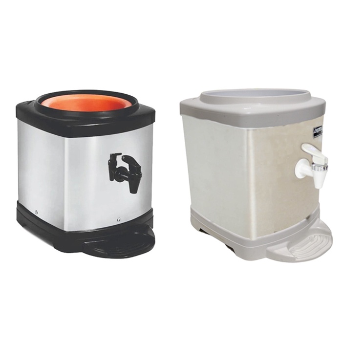 Suporte inox com cuba de cerâmica para galão de 10 e 20 litros