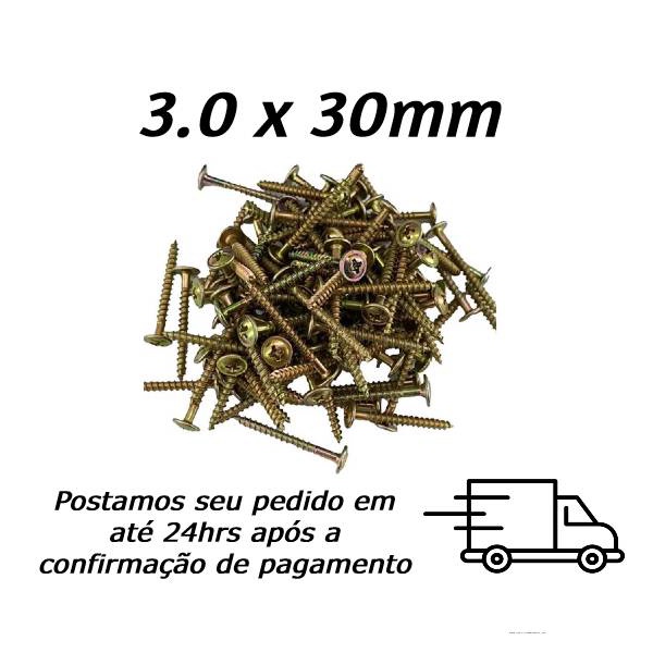 Parafuso Chipboard Flangeado Phillips 3.0 X 30mm Bicromatizado
