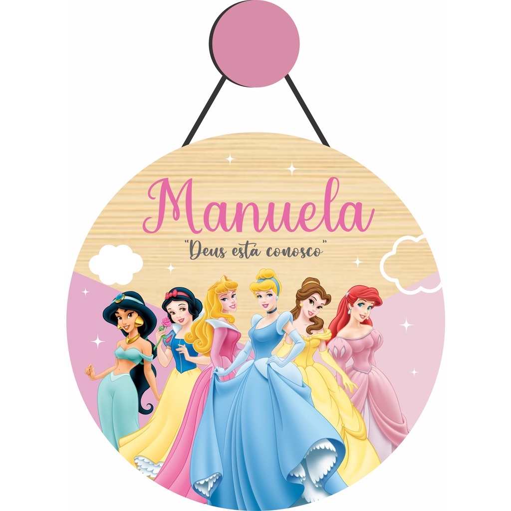Enfeite Porta Maternidade Princesas - Nuvem e Estrelinhas - Quarto Infantil Nome Bebê. Guirlanda