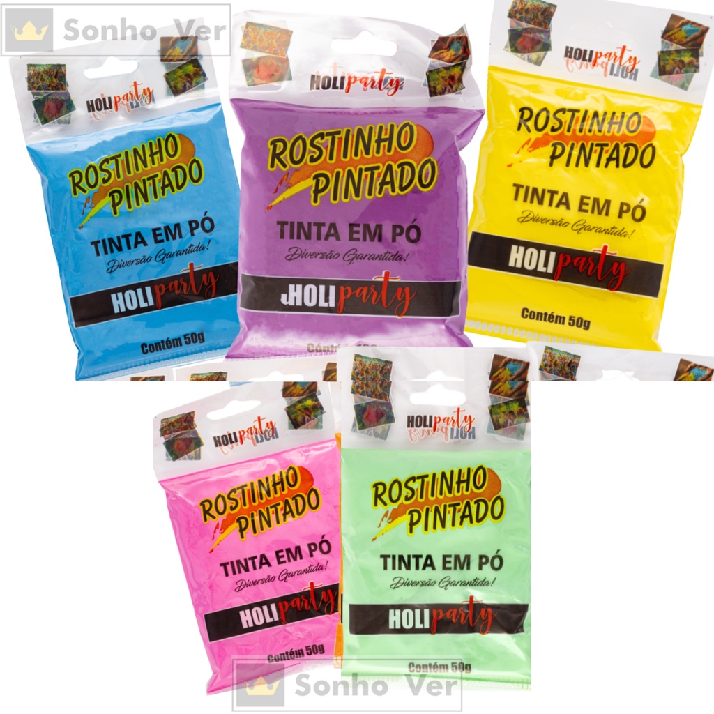 05 Tinta Em Pó Festa Carnaval 250g Rostinho Pintado Holy Party em Oferta na Shopee