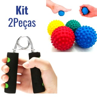 KIT Bolinha Fisioterapia + Fortalecedor de Mão e Antibraço HandGrip