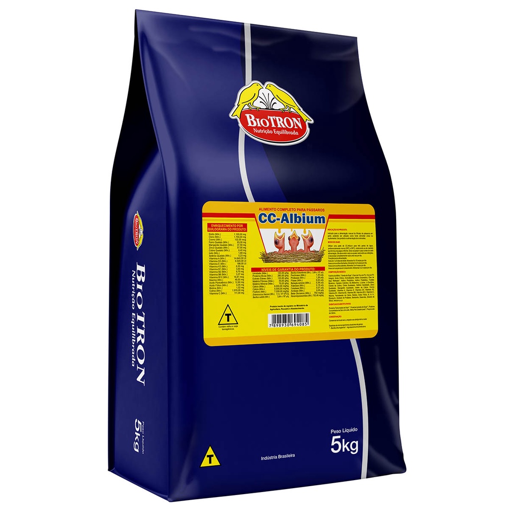 Biotron CC Albium 5kg Criador Papa Completa Papinha para Tratar Filhotes Pássaros Calopsita Agaporne