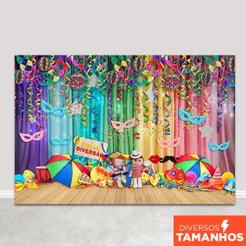 Painel Fundo Fotográfico Carnaval Cenário Folia Diversão Sublimado Em Tecido