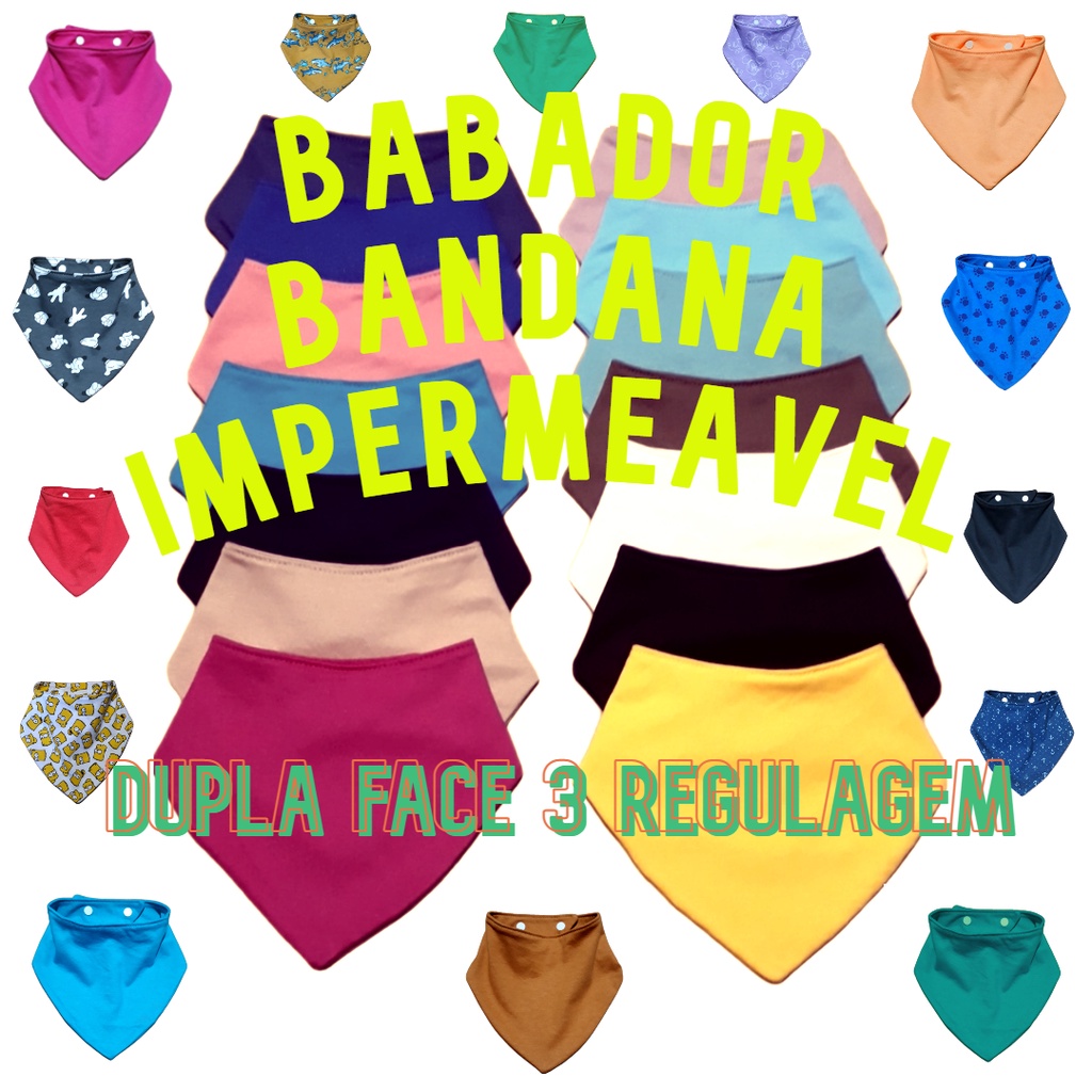 Babadores Bandana Impermeavel Dupla Face Com 3 Regulagem em Oferta na Shopee