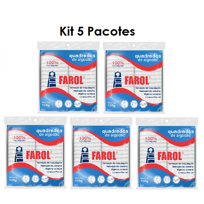 Algodão Quadradinho 100g Farol - Kit com 5 Pacotes