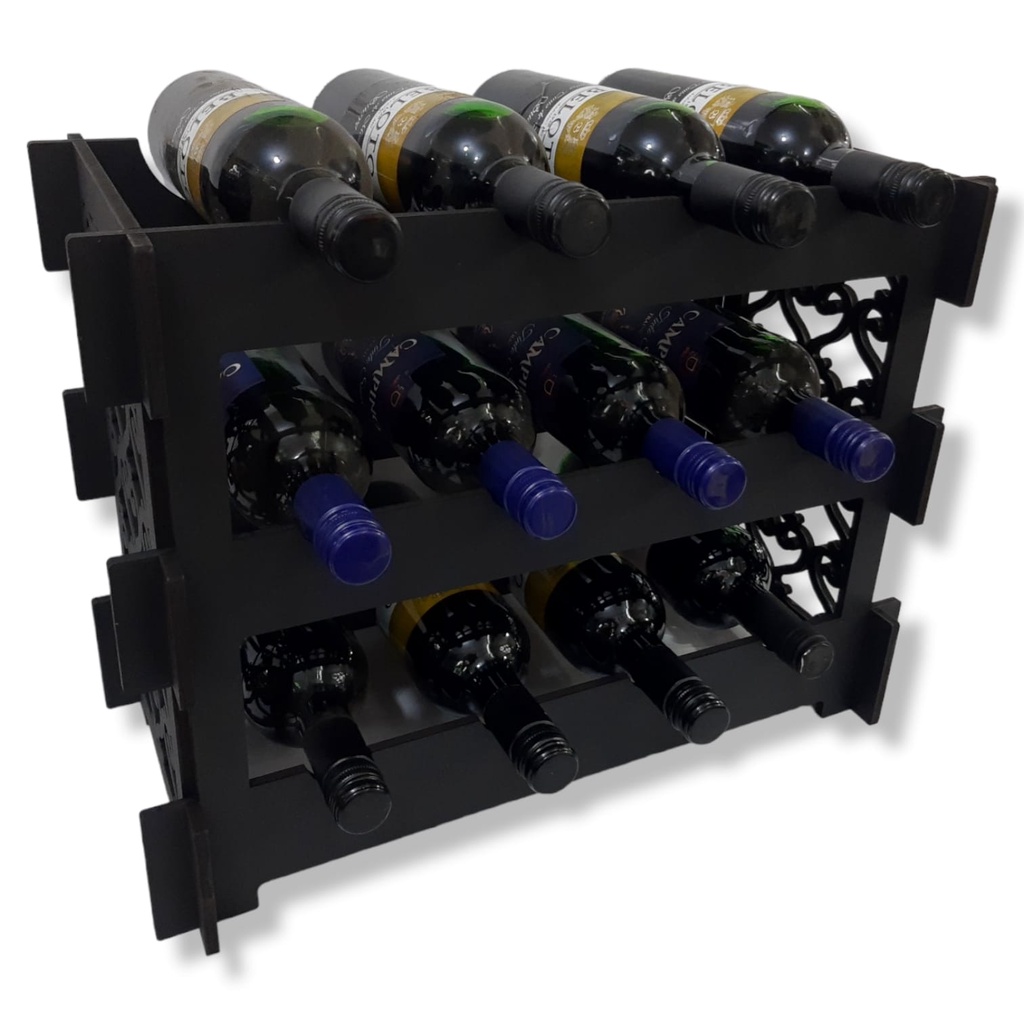 Mini Rack Adega Porta Vinho Espumante Garrafa Preto Balcão