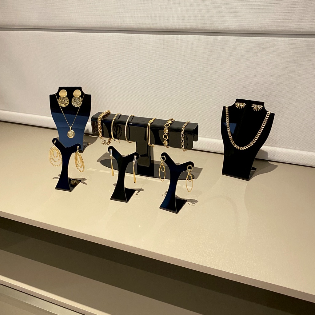 Kit Expositor Display Completo Brinco, Pulseira, Colar Acrílico - 6 peças