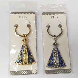 Chaveiro Imagem Metal Nossa Senhora Aparecida Para Chave Dourado Prata