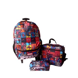 Kit Mochila Escolar Homem Aranha Com Rodinhas+ Toalhinha