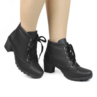Bota Coturno Cano Curto Salto Grosso Preto