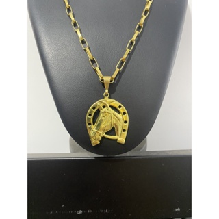 Corrente Tijolinho 5mm de moeda antiga com pingente cavalo em Oferta na Shopee