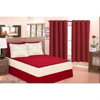 Colcha Casal Padrão + Cortina 2 metros  Jogo de Quarto em Oferta na Shopee