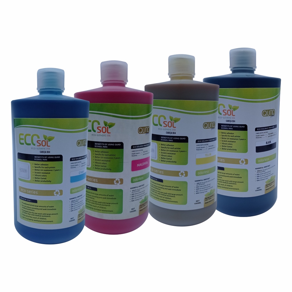 Tinta para impressora eco solvente com cabeça DX5, DX7,DX9 Cyam, Magento, Yelow, Black
