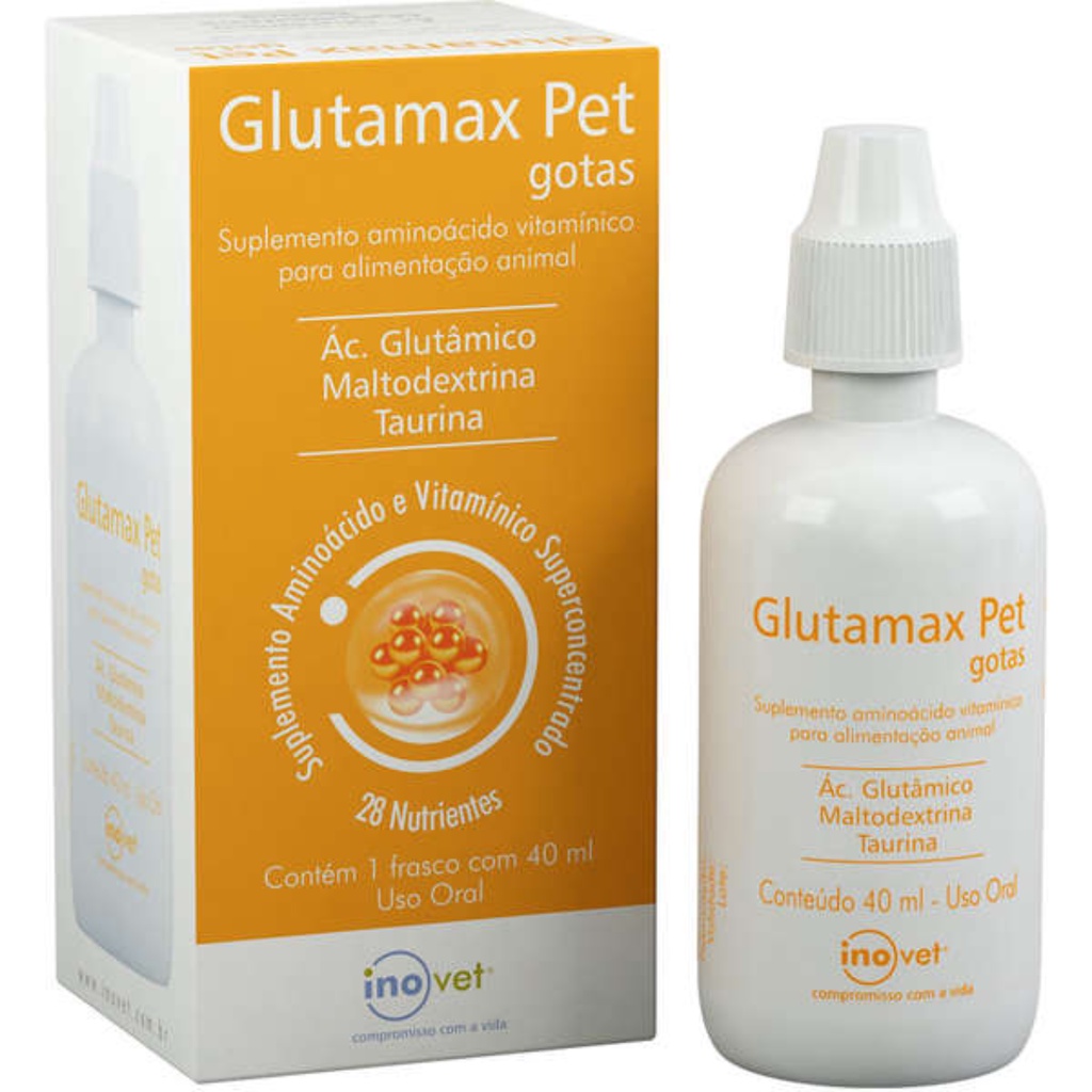 Glutamax GP 40ml Pet Suplemento Inovet Vitamina Para Cachorro Gato Fêmeas Gestantes Lactantes Filhotes Animal Idoso