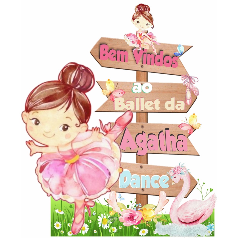 1 display placa seta indicadora mdf cenário bailarina personalizamos nome decoração festa