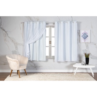 Cortina Com Blackout 2,80 m x 1,60 m PVC c/ Tecido Voil Xadrez Varias Cores Janela Quarto Sala Oferta em Oferta na Shopee