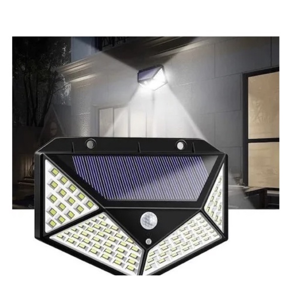 Luminária Solar 100 Led Com Sensor Para Jardim Externa Prova D'água Luz Led Solar Lâmpada