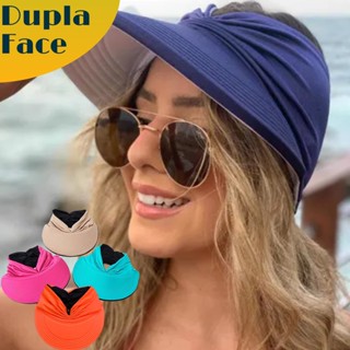 Viseira Turbante Dupla Face Praia Ajustável Proteção Uv+50 Verão Piscina Bandana Ajustavel