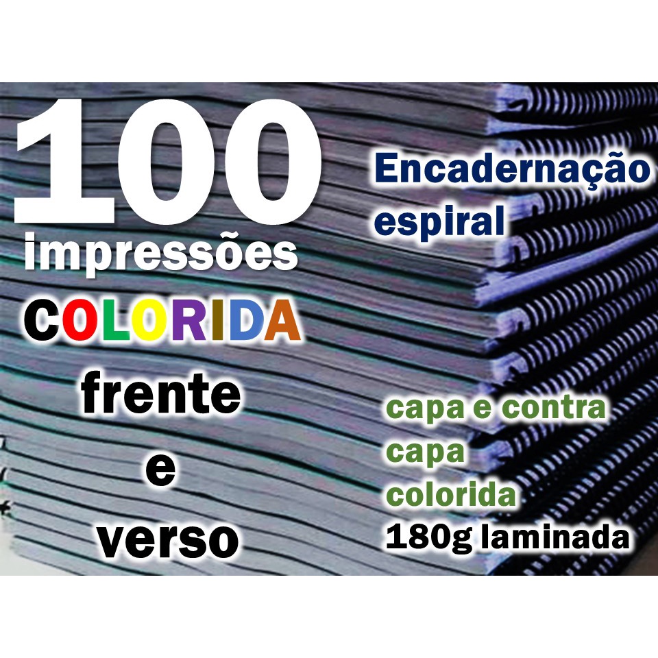 100 Impressões Frente/verso - Apostila Colorida - Encadernado | Shopee ...