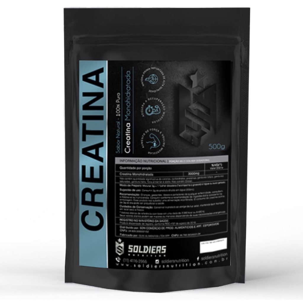Creatina monohidratada 500g 100% pura importada