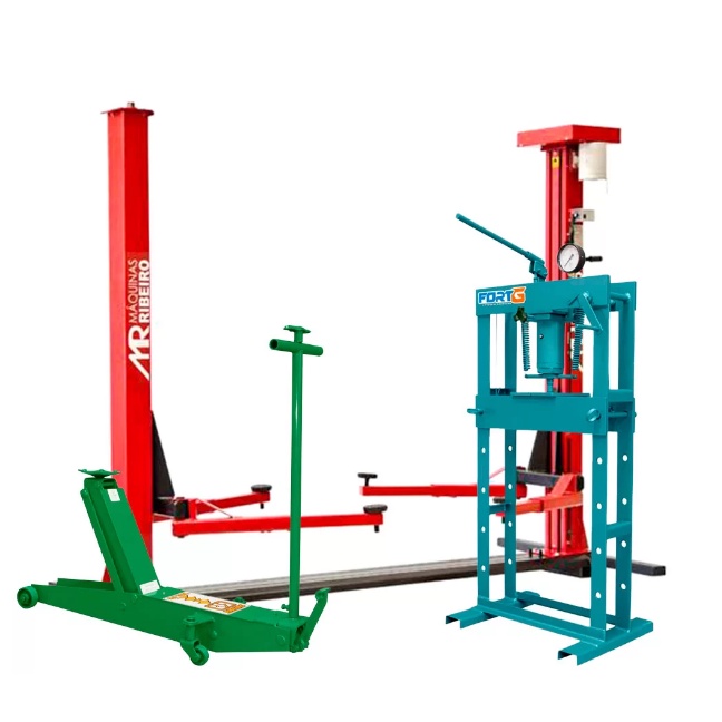 Elevador Automotivo Máquinas Ribeiro 2500TRIFVERMELHO 2,5T + Macaco ...