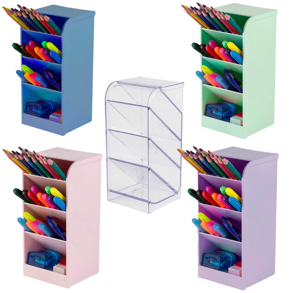 Organizador Mesa Diagonal Cores Pastel Escritorio Multiuso Nicho Porta Canetas