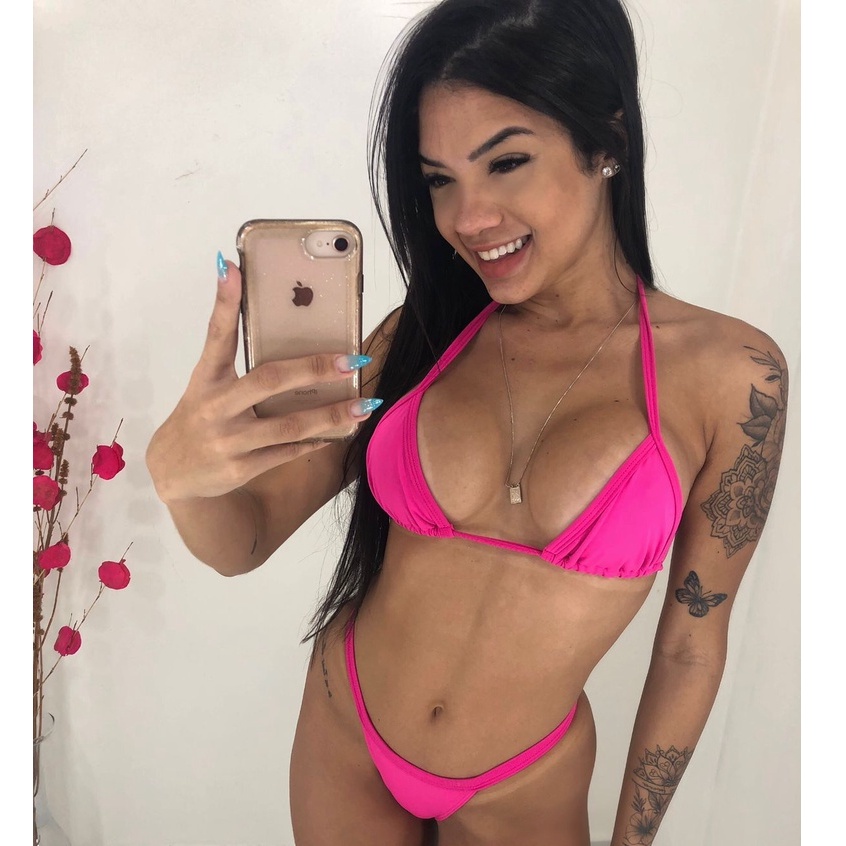 Biquíni de Marquinha Rosa Pink moda praia Lançamento Verão Piscina Roupas de Banho