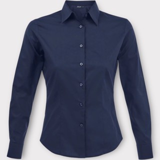 Camisete manga longa feminina blusa azul marinho camisa social melhor preço do brasil imperdível