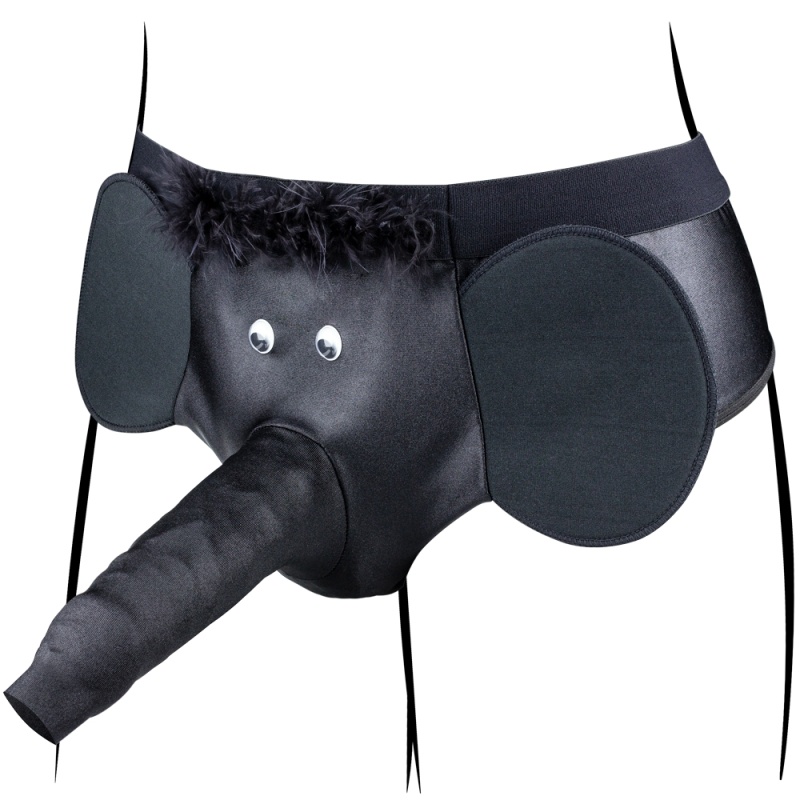 Tanga de elefante exótico sexy masculina, capa de pênis preto e