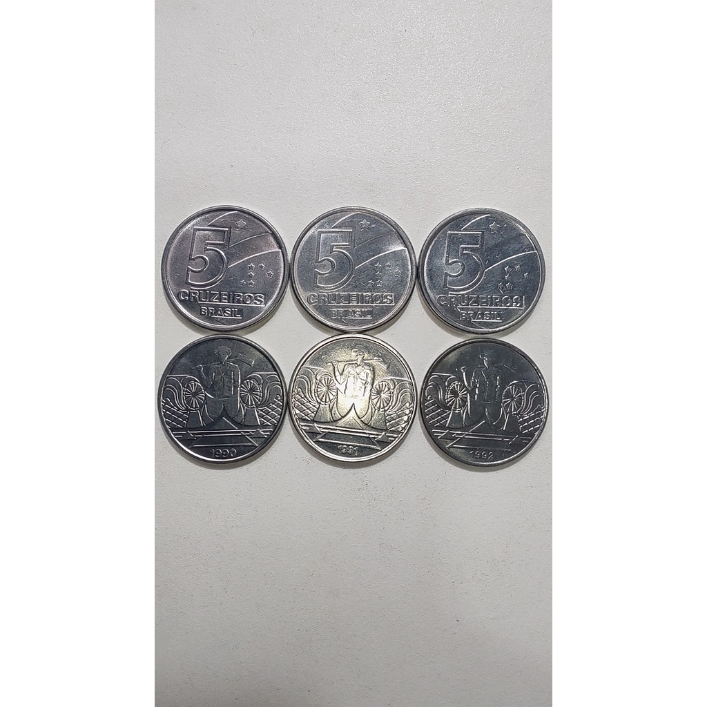 Moedas de 5 Cruzeiros de 1990,1991,1992 (Salineiro)