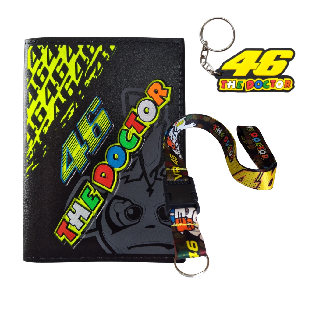 Kit Carteira Porta Documento 46 The Doctor + Cordão Pescoço Moto Engate Rápido 46 The Doctor + Chaveiro Emborrachado