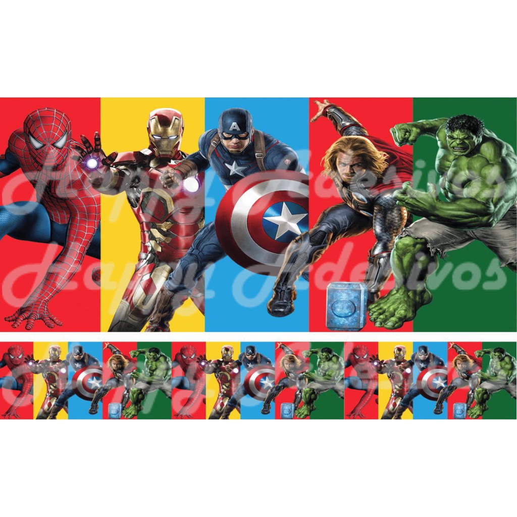 Faixa Adesiva Decorativa de Parede Adesivo para Parede Infantil Super Heroi Vingadores Herois Hulk