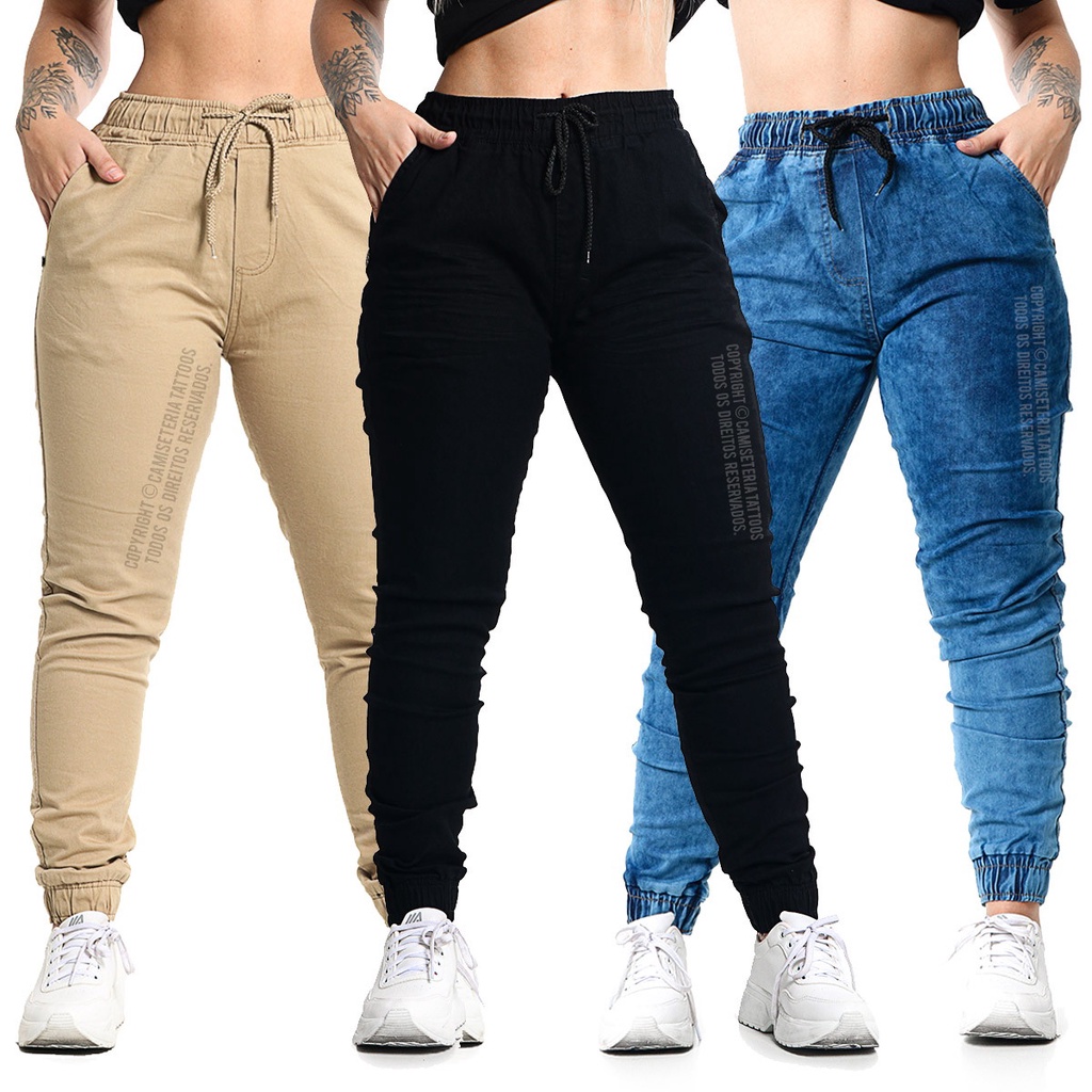 Calça Blogueira Jogger Feminina Com punho