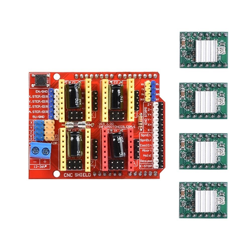 Kit Cnc Shield V3 + 4 Driver A4988 Com Dissipador