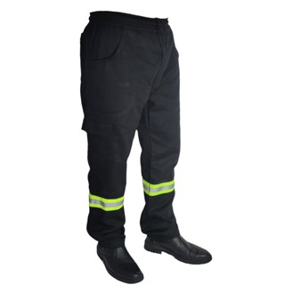 Calça Trabalho Uniforme Brim Profissional com Faixa REFLETIVA