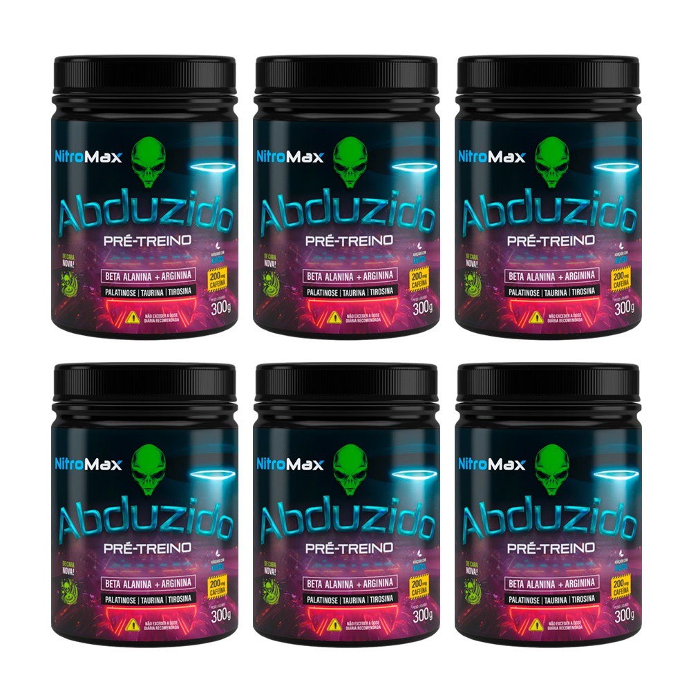 Kit 6X Pré Treino Abduzido 300g Vários Sabores - Nitromax