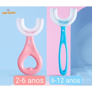 Escova De Dente Infantil Bebê Em Forma de U 360 Graus 2 a 6 Anos E 6 a 12 anos